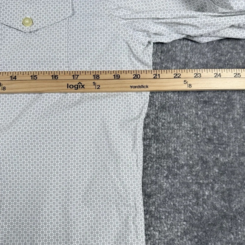 Banana Republic Shirt Men's 15-15.5‎ Gray Geometric Button Up Slim Long Sleeve
